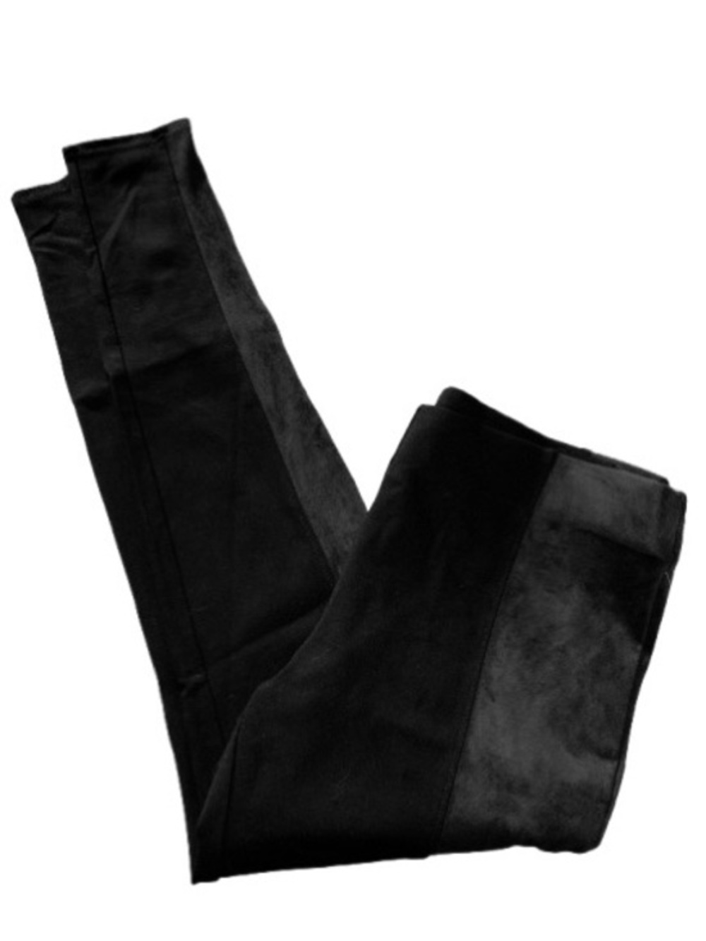 Nordstrom Two-Tone Black & Black faux suede leggings with zipper detail on ankle